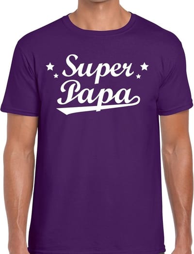 Super papa t-shirt paars voor heren -  paars super papa cadeaushirt - vaderdag shirt S