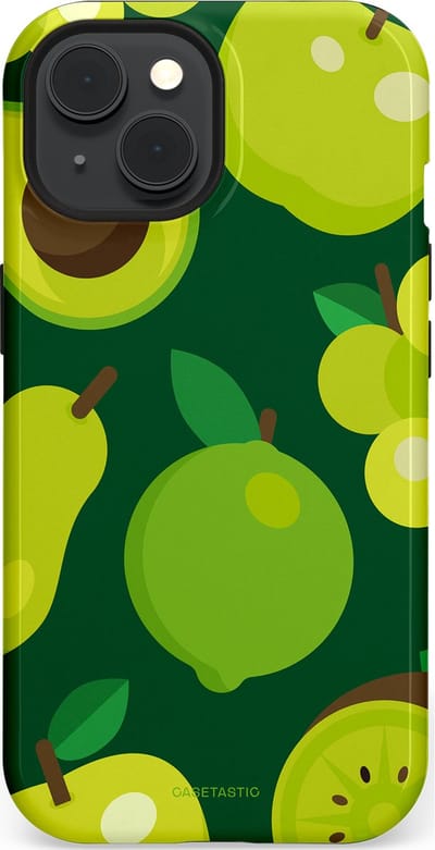 Casetastic Hoesje Geschikt voor Apple iPhone 15 Magsafe - Stijlvolle Beschermende Duo-layer Case - Peren Appel Groen
