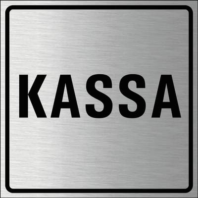 Kassa bordje, geborsteld aluminium 150 x 150 mm