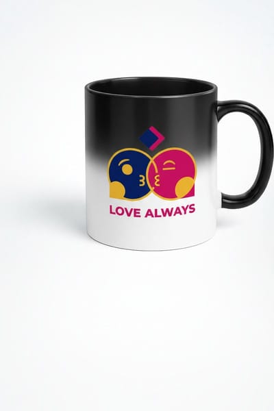 Magische Warmtegevoelige Mok 'Love Always' - Kus Emojis | LGBTQ+ Liefdescadeau