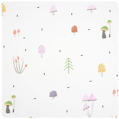 Motiefstof satijnlook "Little mushrooms motley"