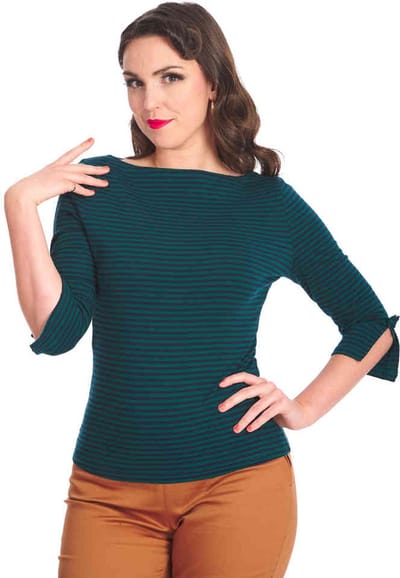 Banned - Merry Xmas Stripe Top - 2XL - Groen/Blauw