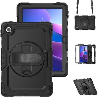 Coverup Tablethoes geschikt voor Lenovo Tab 10.1 TB311FU Hoesje - Heavy Duty Case met Schouderstrap - Zwart