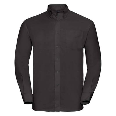 Russell Collection Heren Oxford Easy-Care Formeel Overhemd Met Lange Mouwen (Zwart)