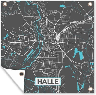 Tuin poster Stadskaart – Halle – Duitsland – Plattegrond – Kaart - 200x200 cm - Tuindoek