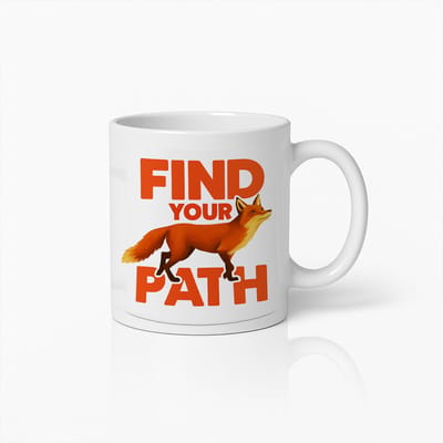 Find Your Path Mok 330ml – Inspirerende Vos Ontwerp Koffiebeker – Motiverend Cadeau voor Natuurliefhebbers, Dromers & Avonturiers