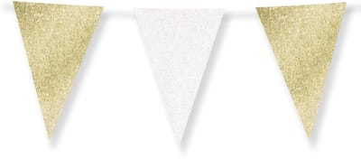 Glitter flags 20 x 30cm - Gold and white