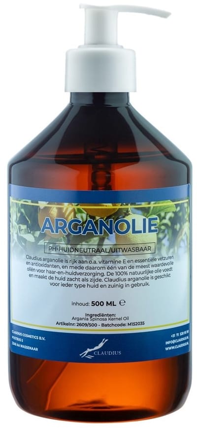 Arganolie 500 ml met witte pomp - 100% natuurlijk - biologisch en koud geperst