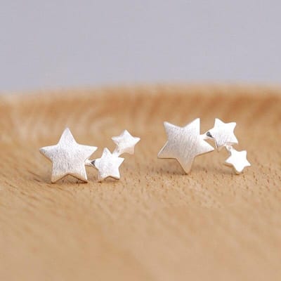 Boucles d'oreilles à tige élégantes en forme d'étoile argentée pour femme, bijoux de fête, Eh907 brown