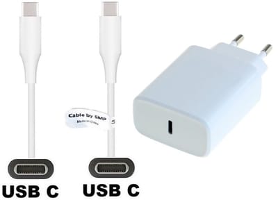 OneOne 20W snellader + 0,2m Sterke USB C naar C kabel. PD lader. Oplader adapter past op Kobo (Rakuten) eReader Elipsa, Elipsa 2E, Sage, Libra 2, Libra Colour, Clara 2E, Clara Colour, Clara BW - Kindle (Amazon) Scribe