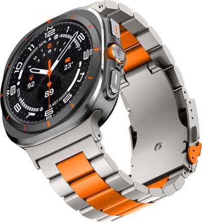 Titanium bandje - schakelbandje - geschikt voor Samsung Galaxy Watch Ultra (47mm) / Ultra 2025 (47mm) - titanium-oranje