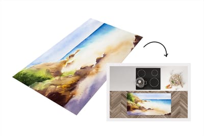 Keukenloper - Loper keuken - Zee - Berg - Waterverf - 120x60 cm - Keukenloper vinyl