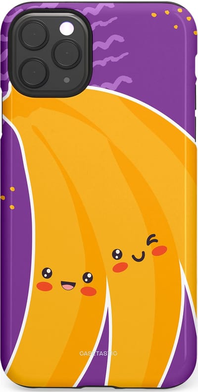 Casetastic hoesje geschikt voor Apple iPhone 11 Pro Max - Dubbellaagse bescherming - Blije Banaan - Fashion Case - Lavendel Geel