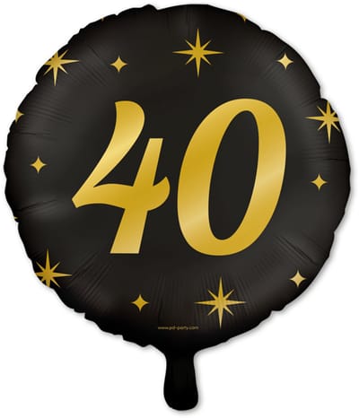 Q2P - 40 Jaar Ballon - Verjaardag Versiering - Zwart & Goud - Folie Ballon - Feest Decoratie - Helium Geschikt