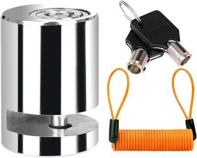 SnelShoppen - Remschijfslot met Herinneringskabel voor Diefstalbeveiliging, Rekbaar tot 150 cm, Oranje, Herbruikbaar, Veiligheidsaccessoire voor Motor