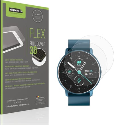 dipos FLEX – 2x Matte Screenprotector geschikt voor SWZEC AllesOutdoor Mediwatch | Volledige Schermbescherming | Case-Friendly