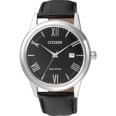 Citizen AW1231-07E - Horloge - Leer - Zilverkleurig - Ø 40 mm