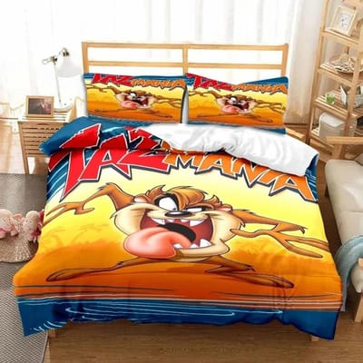3D Print Cartoon Tasmaanse Duivel Mode Beddengoed Set Dubbel Twin King Dekbedovertrek Dekbed Kussensloop Jongens Meisjes Volwassenen Slaapkamer 70x133cm 2pcs