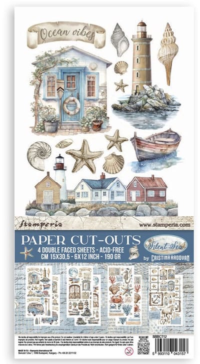 Stamperia - Silent Sea 6x12 Inch Paper Cut-outs (4pcs) (SBBCT12)