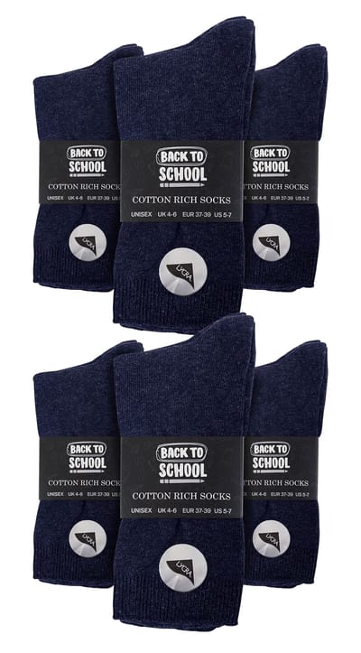 12 Paar Effen Schoolsokken Jongens & Meisjes Sok Snob - Blauw