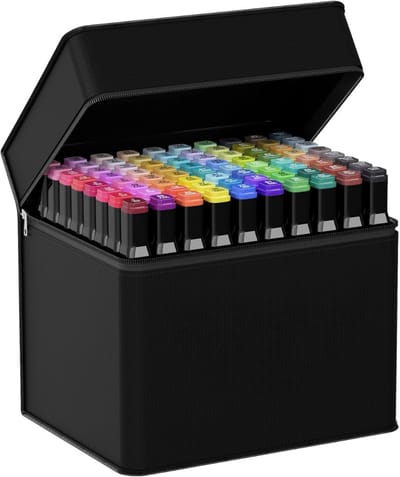 Octav8® Twinmarkers - Markeerstiften - Alcohol Stiften - Set van 80 + 2 kleuren - Tekenmarkers met Zwarte Draagtas