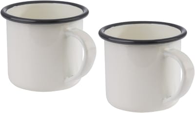 APS Emaille mok met handvat, 350 ml, set van 2