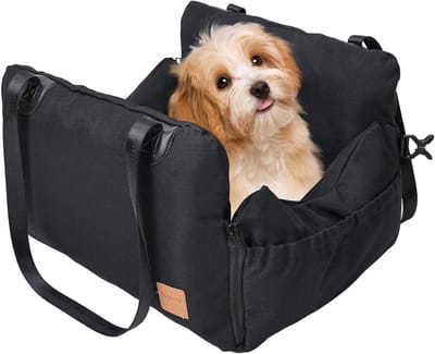 Huisdier Autostoeltje - Reisbed Auto - Veilig Reizen - Ademend Mesh - 47x46x49cm - Zwart