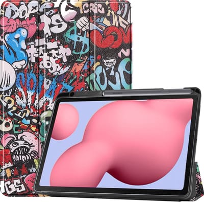 Hoesje Geschikt voor Samsung Galaxy Tab S6 Lite - Dun & Stevig - Trifold Bookcase - Hard Cover Case - Met Uitsparing Geschikt voor S Pen - Hardcover Book - Tablet Hoes - Graffity