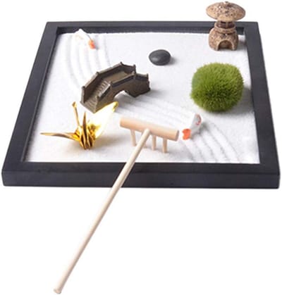 Mini Zen Tuin - Meditatie Accessoires - Ontspanning Thuis - Natuurlijke Materialen - Oranje