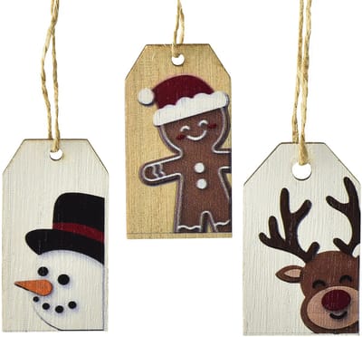 Kerstlabels cadeaulabels Kerstmis 6cm 6st, 6 Stück