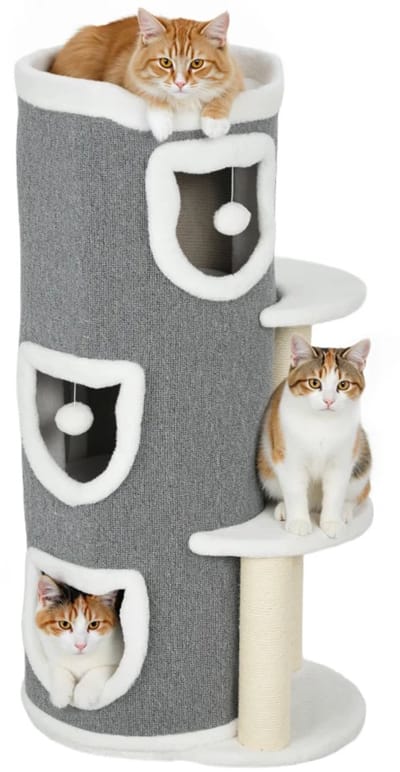 Krabton voor katten - Kattenhuis - Voor buiten - Hok - Kooi - Bench - Ren - duurzaam - Grijs, wit en crème wit