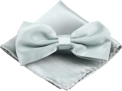 Fako Fashion - Vlinderstrik Inclusief Pochette - Vlinderdas - Strikje - Pochet - Zilver