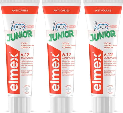 Elmex Junior - Tandpasta - 5/12 jaar - 3x75ml - Voordeelverpakking