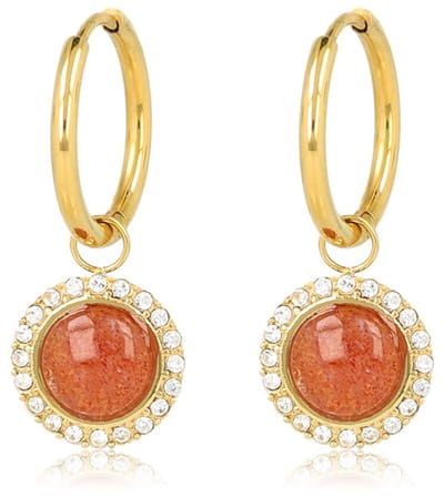 My Bendel - Elegante Oorbellen met Edelsteen & Zirkonia • Berry Quartz - met Luxe Cadeauverpakking | Sieraden Voor Dames