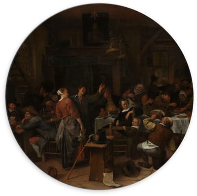 Dibond Wandcirkel - Oude Meesters - Prinsjesdag, Jan Havicksz. Steen, 1660 - 1679 - 70x70cm Foto op Aluminium Wandcirkel (met ophangsysteem)