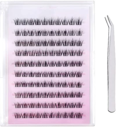 Zelfklevende Wimpers met Pincet, 10 Rijen Zachte Wispy Valse Wimpers, DIY Natuurlijke 60D Flare Extensions Kit, Geen Lijm Vereist