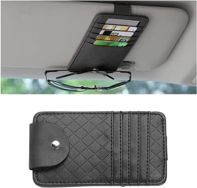Auto Zonneklep Organizer Multifunctionele Tas voor Zonnebrillen en Creditcards Organizer Verstelbare Zonneklep Organizer met Kaarthouder (zwart)