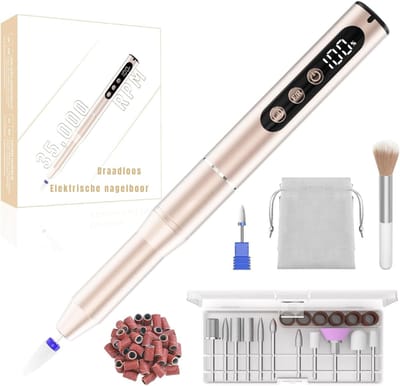 QORA® Nagel spullen - Elektrische Nagelvijl - Nagelfrees - Goud - 2cm x 2cm x 15cm