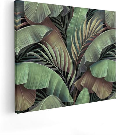 Artaza Canvas Schilderij Jungle - 50x40 cm - Muurdecoratie Botanisch - Wanddecoratie Planten - Kamer Accessoires