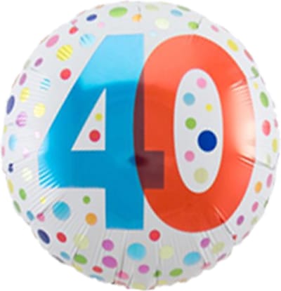 Folat - Folieballon 40 Jaar Wit/Stippen Meerkleurig 45 cm