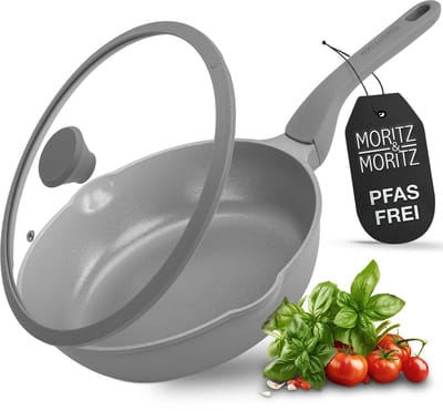 Moritz & Moritz Koekenpan 26 cm - met Glazen Deksel - Keramische Antiaanbaklaag - Geschikt voor Inductie en Oven - Aluminium