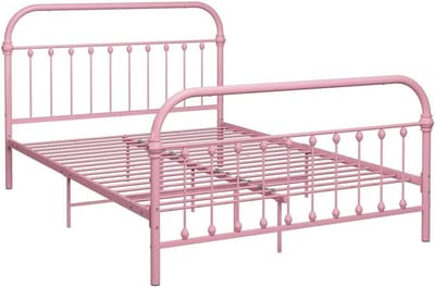 Metalen Bedframe - Bedframe Metaal - Slaapkamer Inrichten - Klassieke Sfeer - 120x200 cm - Roze