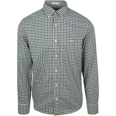Gant Casual Overhemd Twill Ruit Groen - Maat XXL - Heren - Overhemden Casual