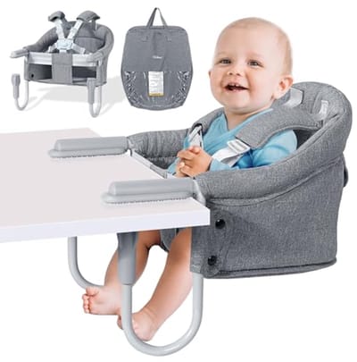 Aanhaken Tafelstoel Babyzitje - Draagbare en Stabiele Babystoeltje met 5-Punts Veiligheidssysteem en Afneembaar Zitkussen
