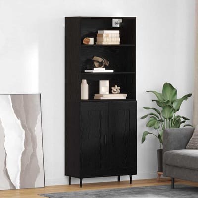 vidaXL - Highboard - 2 - st - Zwart - Eiken - 69,5 - x - 34 - x - 180 - cm - Bewerkt - hout