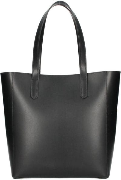 Zwarte Leren Bag in Bag Shopper Chique - Rode Leren Voering - Shopper - Handtassen - Extra binnen tas - Stevig Italiaans Leer - Zwart