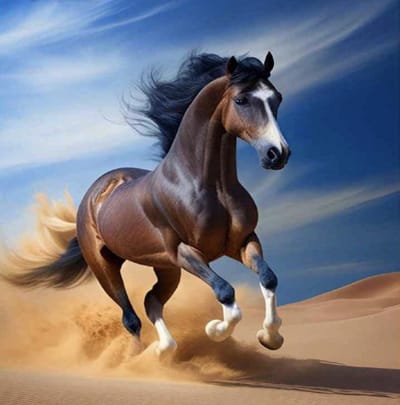 Bruine paard - Diamond painting pakket - HQ Diamond Painting - volledig dekkend - Diamant Schilderen – voor Volwassenen – ROND - 50 x 40 CM- TOPMO
