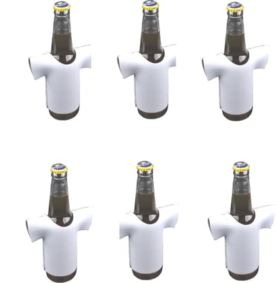 Eizook 6 st. witte Sport Voetbal Shirt bier fles Koelhoudhoesje - WIT