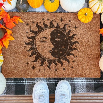 Sun and Moon | 90x60 cm | Nieuwe huis cadeau | Ingangsmat | Deurmat met stijl | Verhuizing cadeau | Praktisch & trendy | Perfect voor binnenkomst | Cadeau voor nieuwe woning