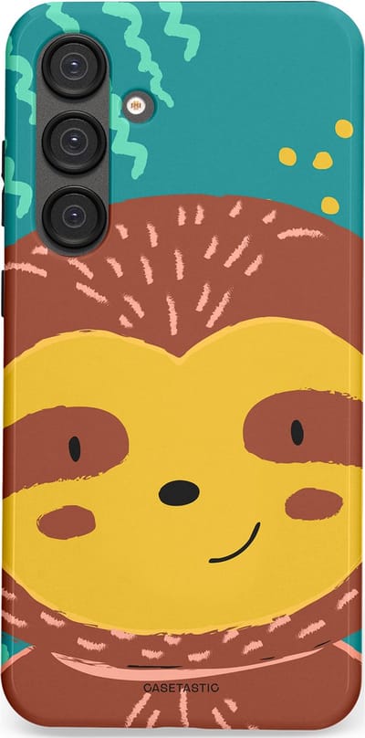 Casetastic hoesje geschikt voor Samsung Galaxy S25 Plus - Dubbellaagse bescherming - Vrolijke luiaard - Fashion Case - Terracotta Petrol Goud
